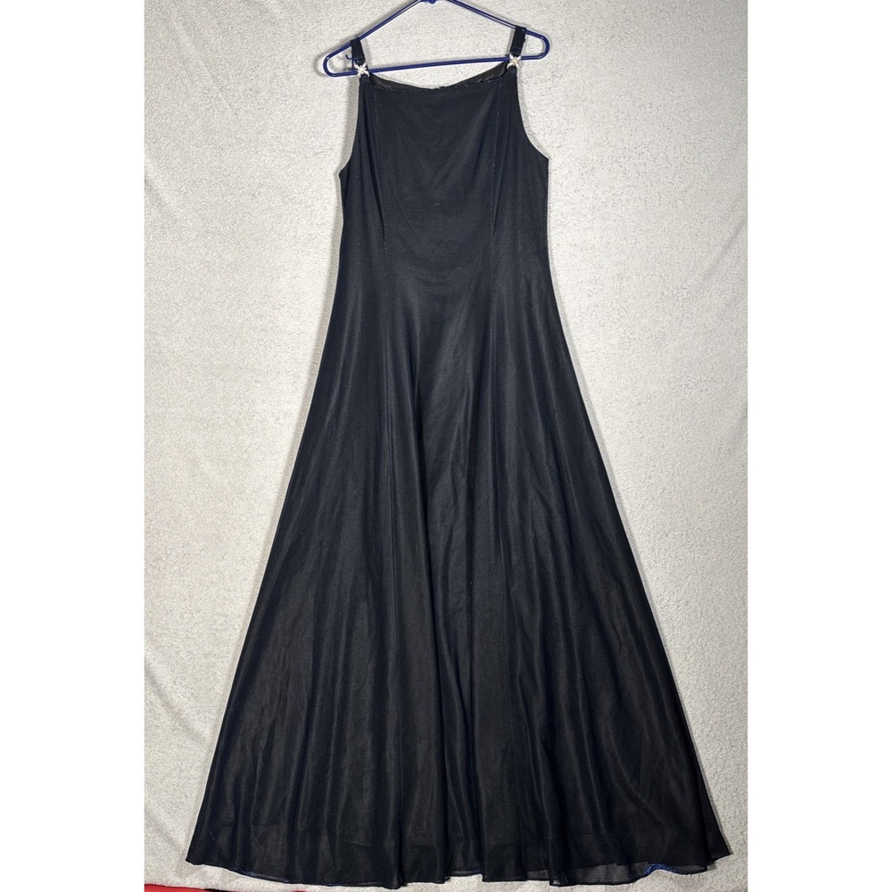 Vintage Betsy & Adam by Jaslene Dress Size L‎ Black Metallic Glitter Formal Gown